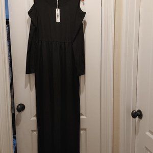 Black knit cold shoulder maxi dress
